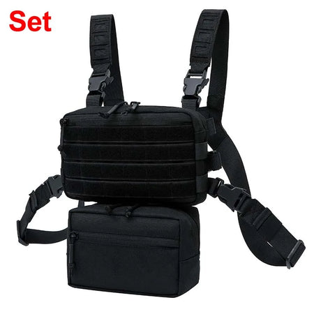 CS Wargame Chest Rig Airsoft Pouch &ndash; Molle System Ready Black set