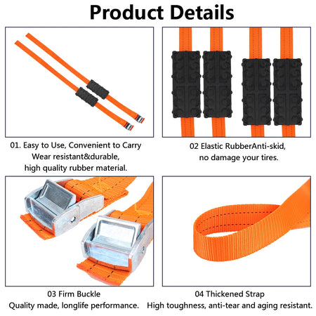 Tire Chain Straps Durable PU Anti-Skid &ndash; Quick Setup