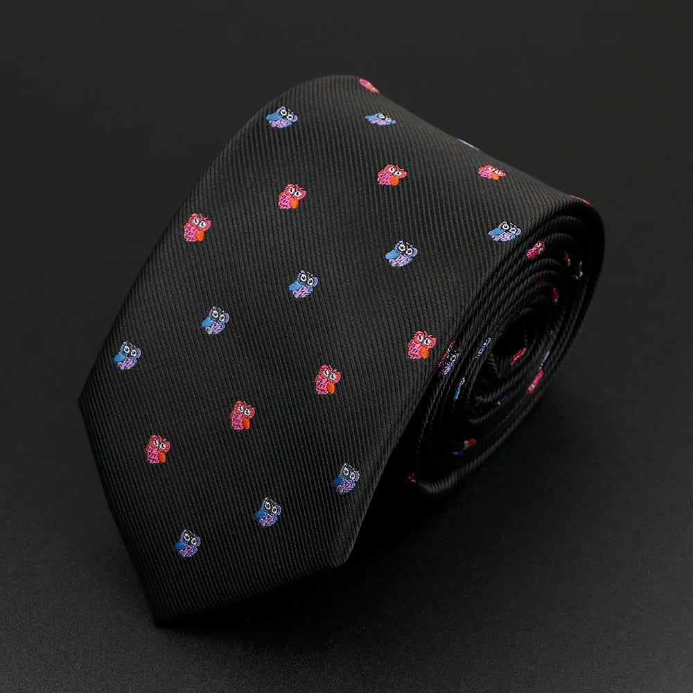 Trendy Men's Microfiber Jacquard Necktie with Skull and Floral Design 14