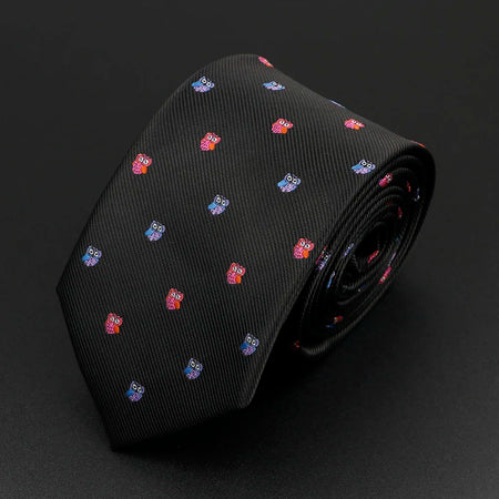 Trendy Men's Microfiber Jacquard Necktie with Skull and Floral Design 14