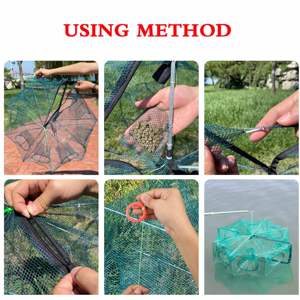 Folding Crayfish Catcher &amp; Fish Trap Nets - Easy &amp; Automatic Trapping Solution