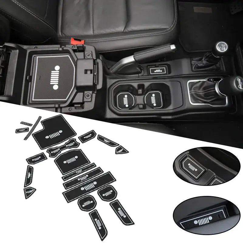 Rubber Red White Car Interior Gate Slot Pad Mat Cup Mat Decoration For Jeep Wrangler JL 2018 -2023 Car Styling Accessories by InterCyprus Trading Ltd