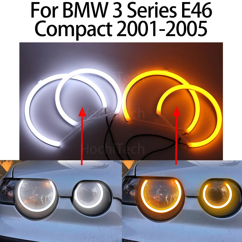 LED Angel Eye Kit Switchback Amber Wit voor BMW 3 Serie E46 Compact
