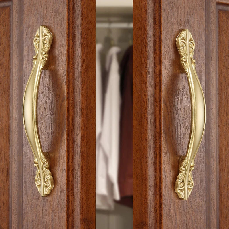 KAK Солидные Медные Ручки для Шкафов Кухонные Дверные Ручки Ручки для Ящиков Европейские Винтажные Латунные Золотые Фурнитурные Ручки