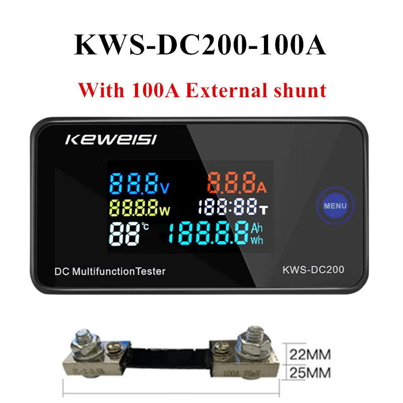 KWS-DC-200 Digital Voltmeter Ammeter 0-200V &ndash; Reset Function DC200-100A