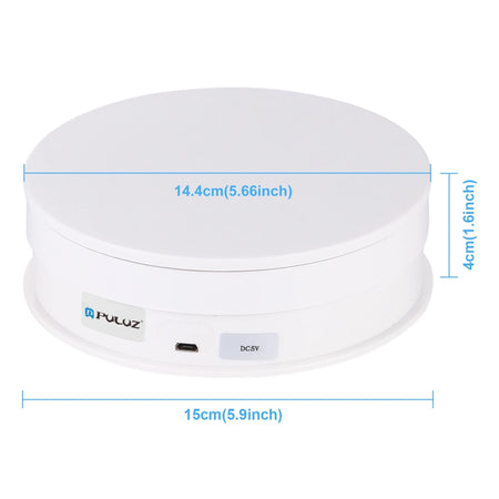 PULUZ 360 Degree Rotating Turntable Display Stand USB Electric with Remote Control White