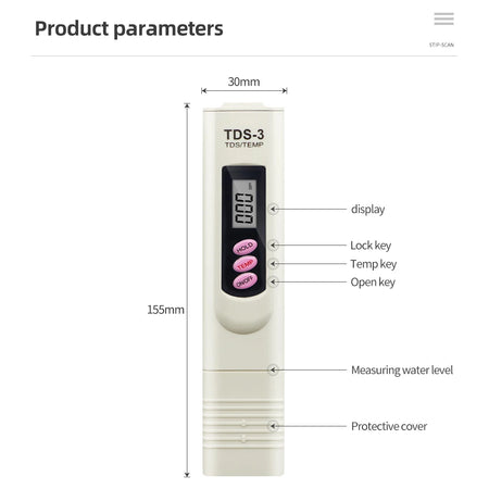 TDS Meter 0-9990ppm Digital PH Meter - High Precision