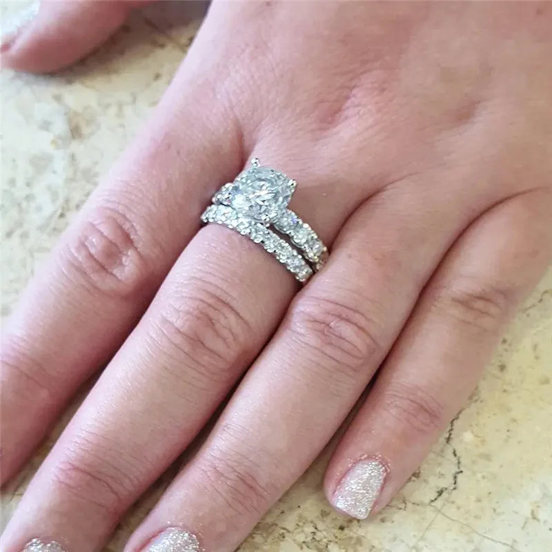 Trendy Bridal Engagement Ring Set with Shiny Cubic Zirconia by CAOSHI