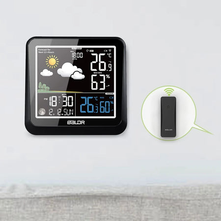 Baldr Colour Digital Weather Station with Moon Phase &amp; Remote Sensor EU Plug