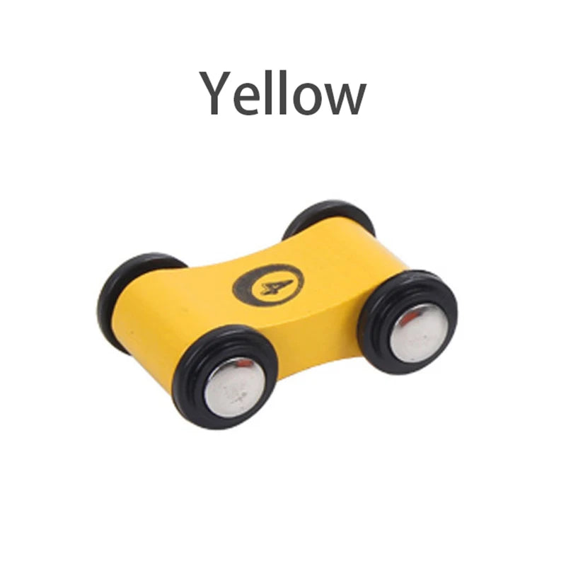 Brozebra BOS10076 Wooden Pull Back Car &ndash; Inertia Glider Yellow