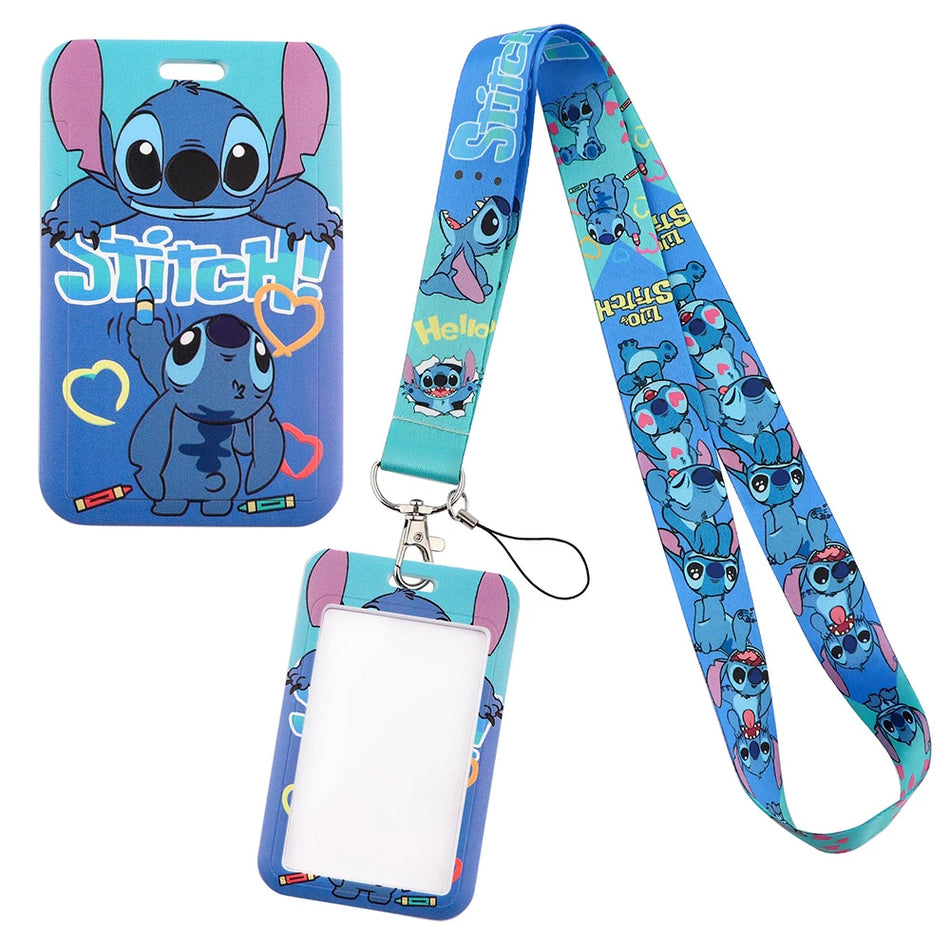 🟠 YQ775 Blue Alien Stitch Lanyard Lanyard ID Campus Bank Holder Card Holder Holder Cartoon Phone Bys