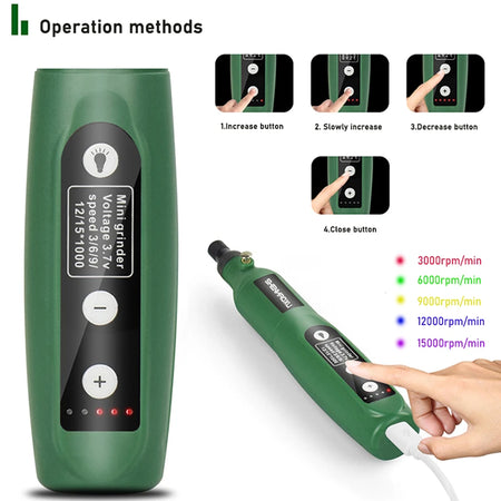 5-Speed Cordless Engraving &amp; Drilling Tool with Battery and Accessories
