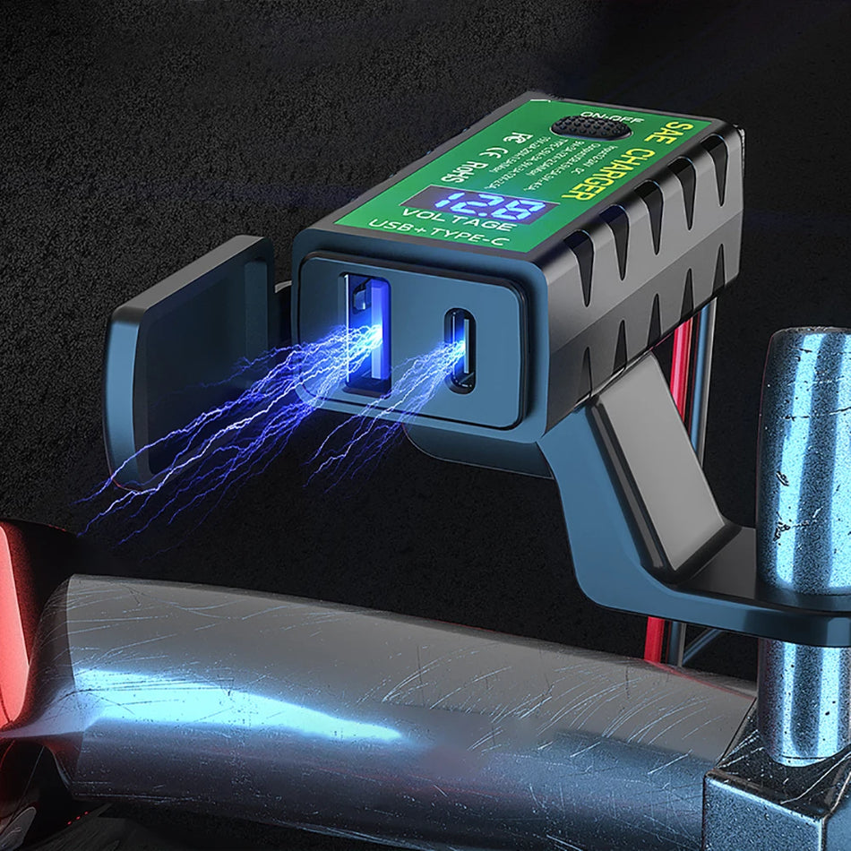 Мотоциклетное USB зарядное устройство с вольтметром, 30Вт двойная быстрая зарядка QC3.0 PD
