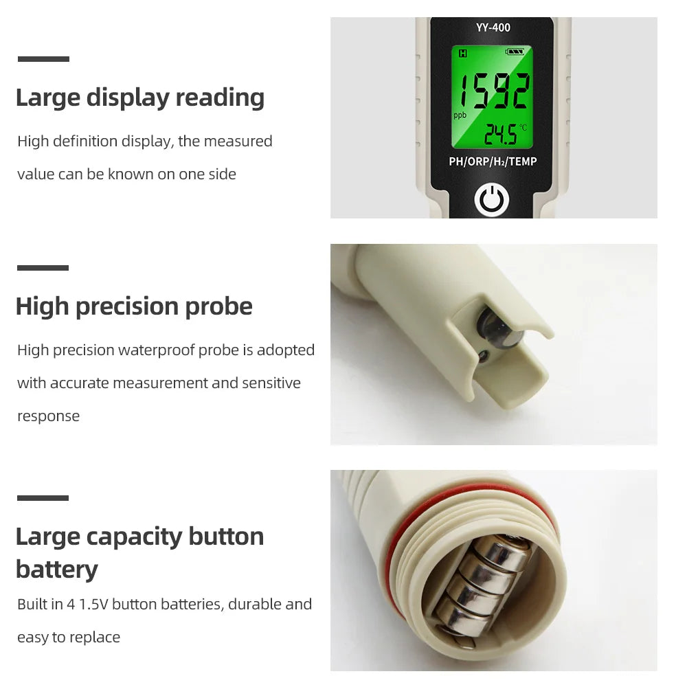 2 3 4 in 1 PH Meter ORP H2 Temp Tester &ndash; High Accuracy