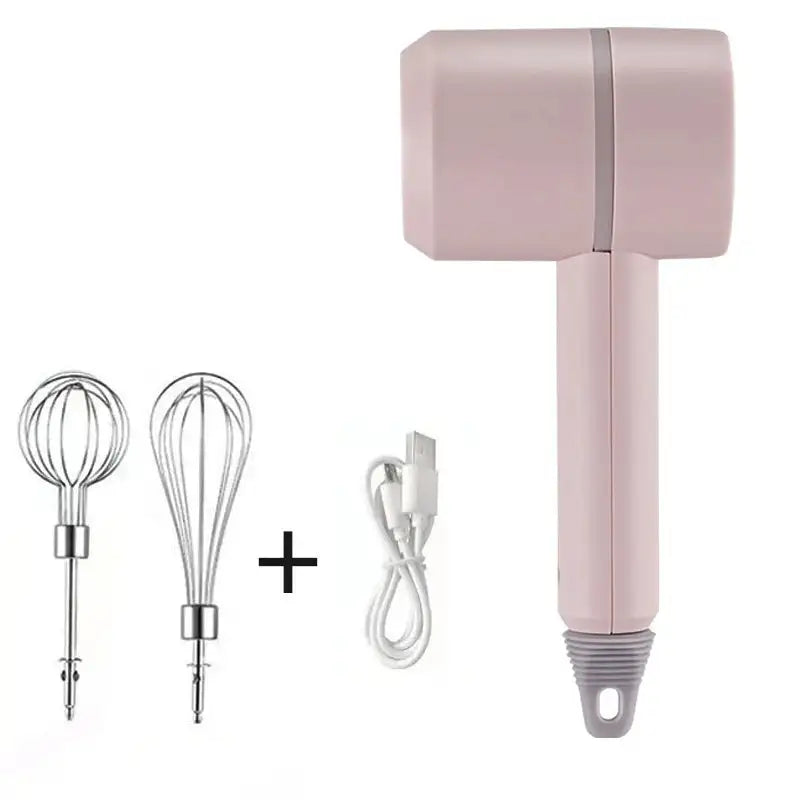 Wireless Portable Handheld Electric Food Mixer 3 Speeds Pink / CN