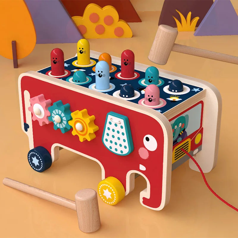 Wooden Montessori Whack A Mole Pounding Activity Game For Kids