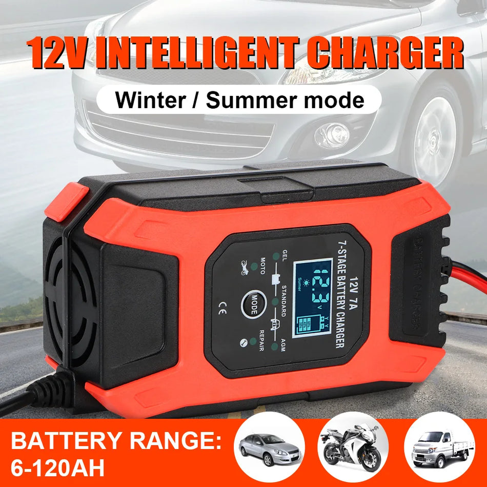 Cartronics Universalus 12V 7A Automobilio Akumuliatoriaus Įkroviklis su LCD 7-Žingsnių Automatinis