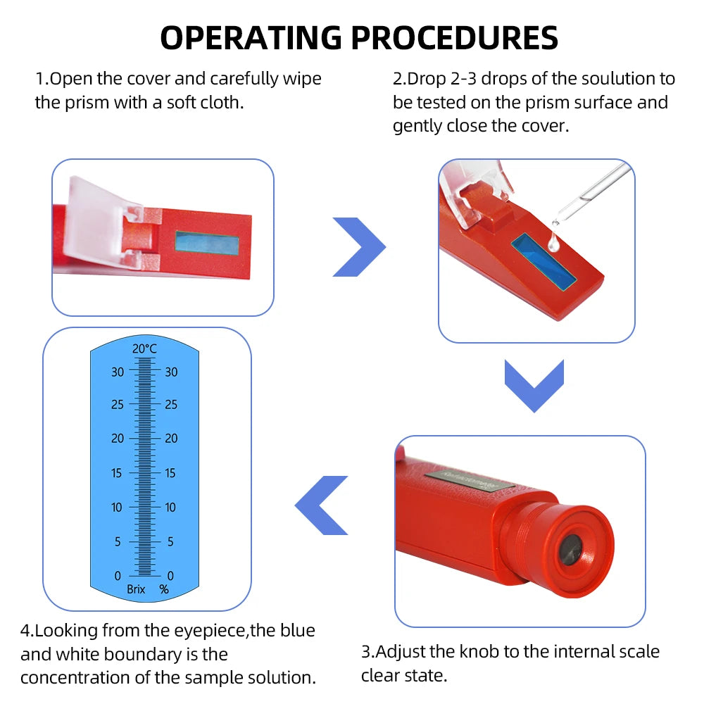 Handheld Refractometer 0-32 Percent Brix Meter &ndash; Wide Range