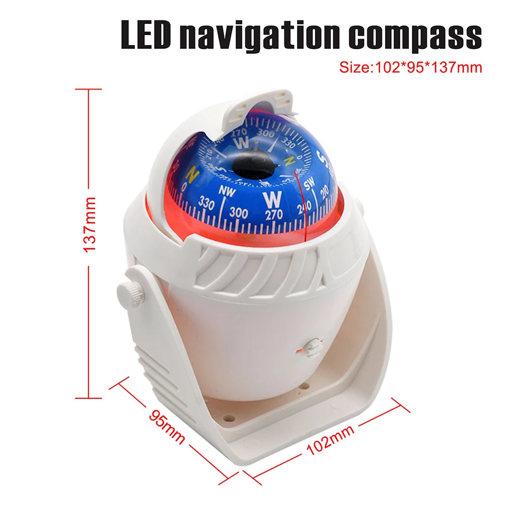 Navigation Compass With LED Light - Pivoting Design