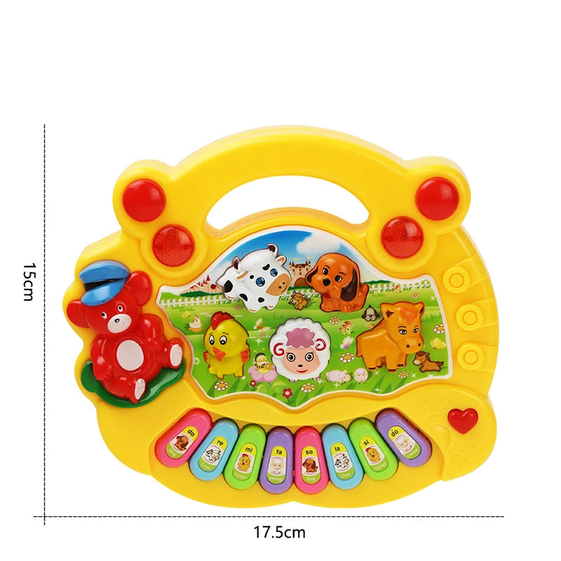 🟠 Детская музыкальная игрушка с животным звучание детей пианино клавиатура Электрический мигающий музыкальный инструмент