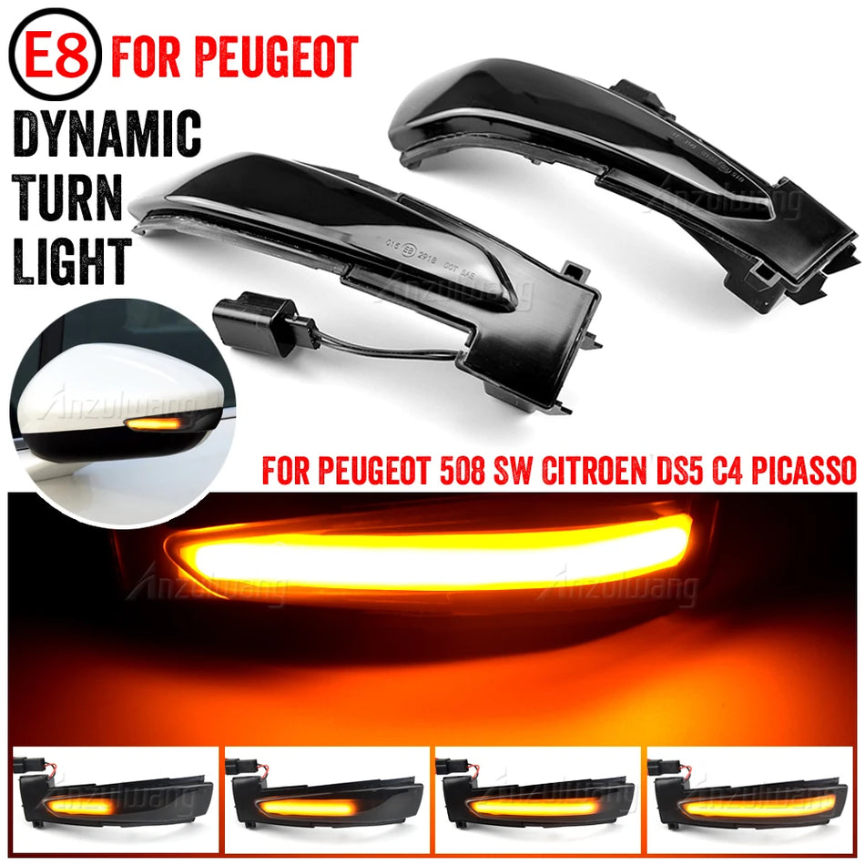 Luces de Señal de Giro LED para Espejo Lateral para Peugeot 508 Citroen DS5 C4
