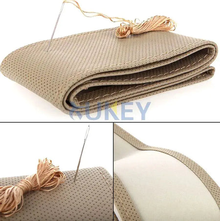 DIY PU Leather Auto Car Steering Wheel Cover Hand Sewing Hand-stitched With Thread Needle 38cm Breathable Steering Wheel Covers by InterCyprus Trading Ltd