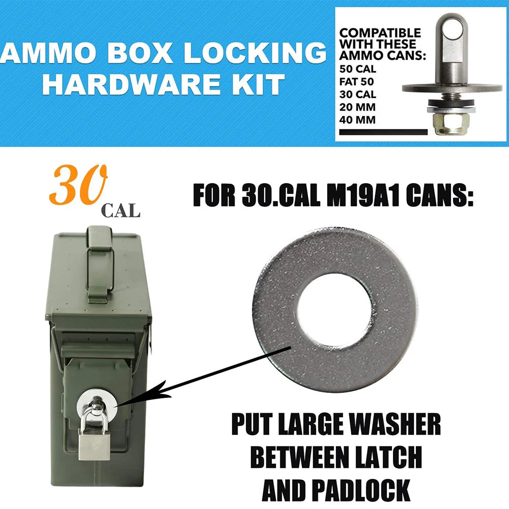 50 Cal Ammo Box Steel Lock Kit - Locking Hardware Set