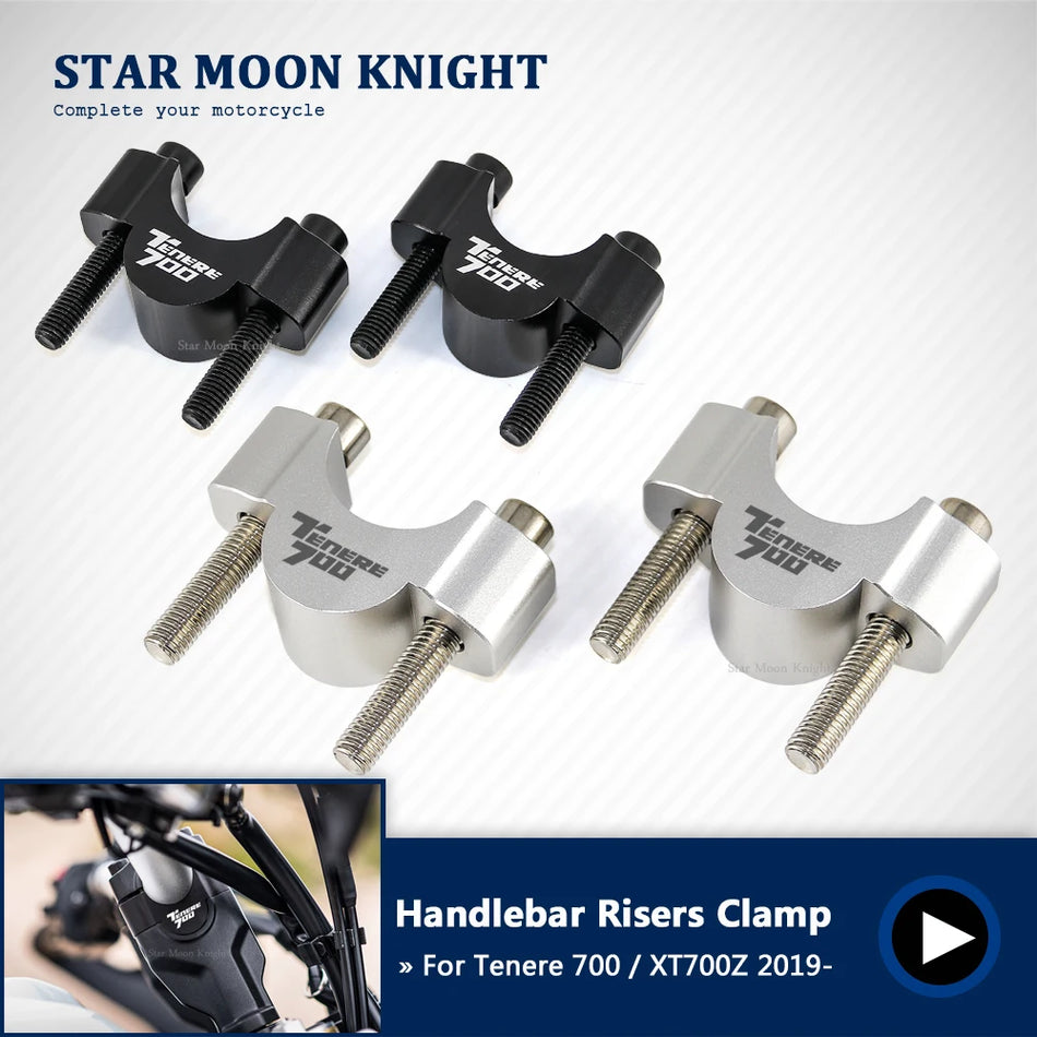 Yamaha Tenere 700 Zvedáky řídítek 20mm, CNC obráběný hliník eloxovaný černý nebo stříbrný