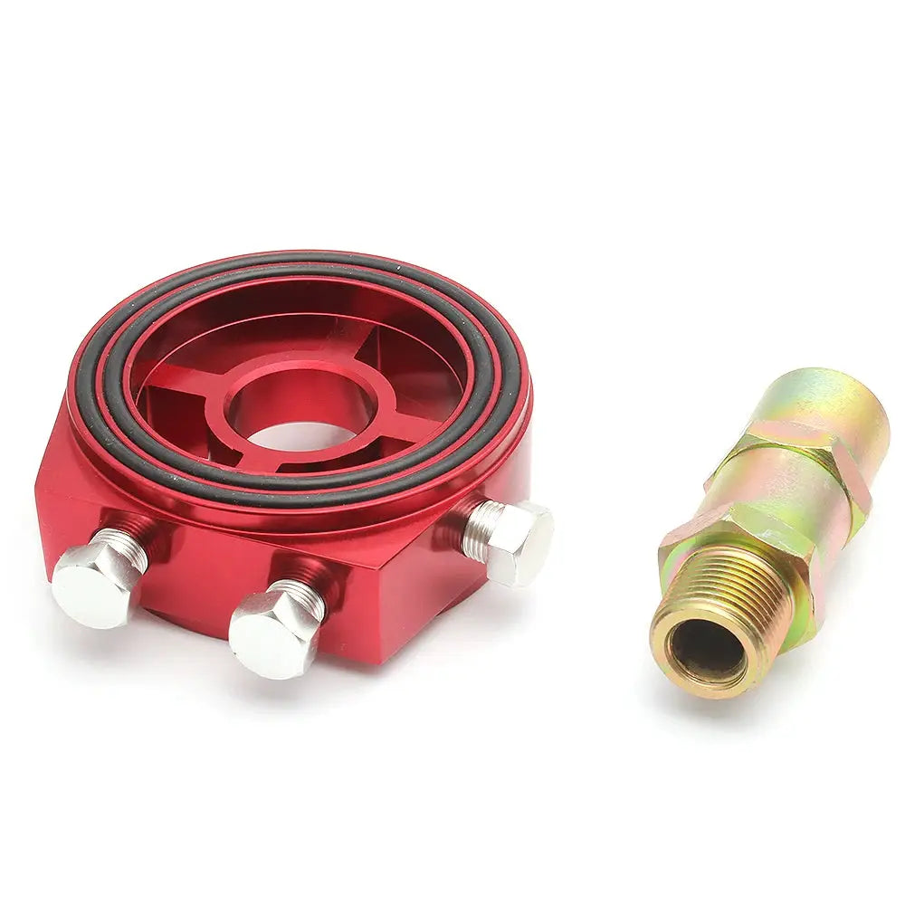 Universal Aluminum Oil Filter Sandwich Plate Thread Adapter, Oil Cooler Pressure Temp Gauge Adapter Kit by InterCyprus Trading Ltd