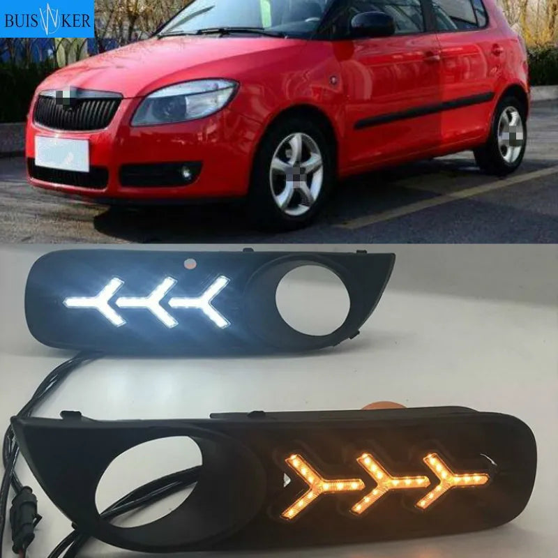 1 Ζευγάρι 12V Led Drl Φώτα Ημέρας Για Skoda Fabia