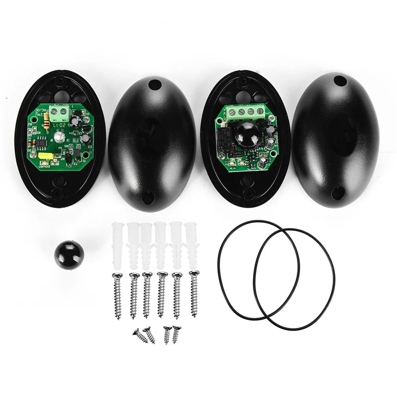 12V/24V Egg Shape Active Infrared Beam Sensor Barrier Detector With 2 photocells For Window Door Garage Door Gates Default Title