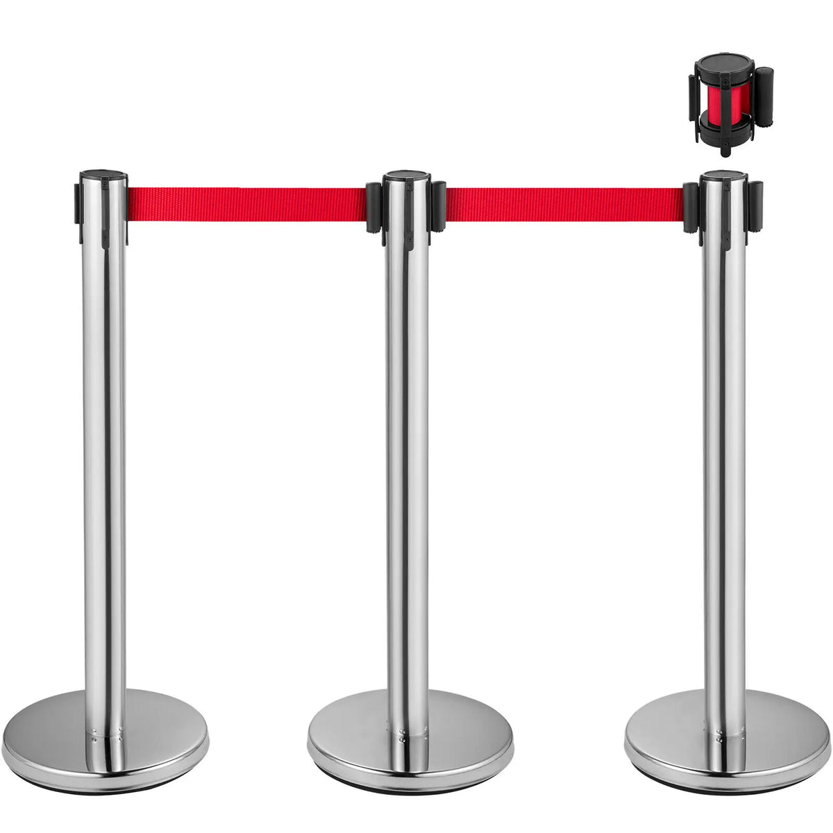 SucceBuy Stainless Belt Stanchion &ndash; Retractable Belt 6.6 Ft Type D 3 pcs Red / CZECH REPUBLIC