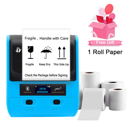 DETONGER DP30S &ndash; Portable Thermal Printer With Bluetooth DP30 1Roll40x30 / CHINA / UK Plug