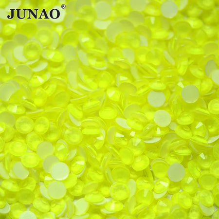 JUNAO SS6 SS8 SS10 SS12 SS16 SS20 &ndash; Vibrant Neon Yellow Glass Rhinestones for Nail Art Neon Yellow / SS6 1440Pcs