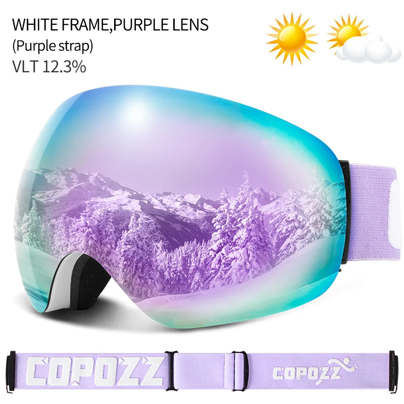 COPOZZ Outdoor Sports Ski Goggles &ndash; UV400 Protection Purple lens