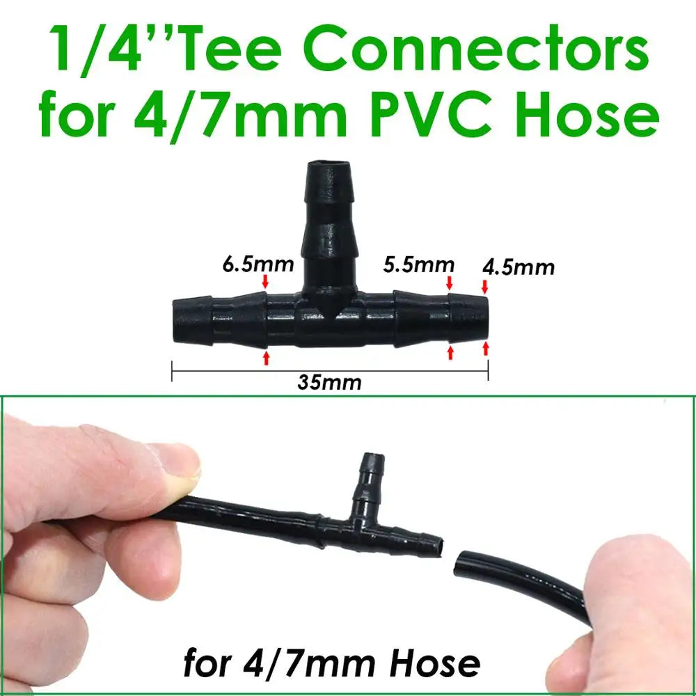 SPRYCLE 1/4 Inch Tee Connectors for Drip Irrigation - 20-100PCS