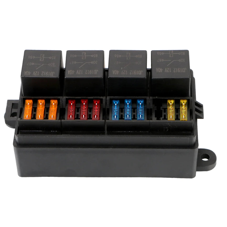 12 Ceļu Drošinātāju Kaste Ar 4Pin 12V 40A Releju, Automobiļa, RV, Laivas Elektriskā Termināla Turētājs