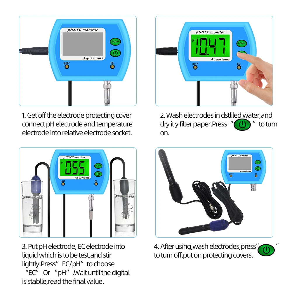 PH-9853 2 In 1 PH EC Monitor &ndash; Aquarium Water Quality