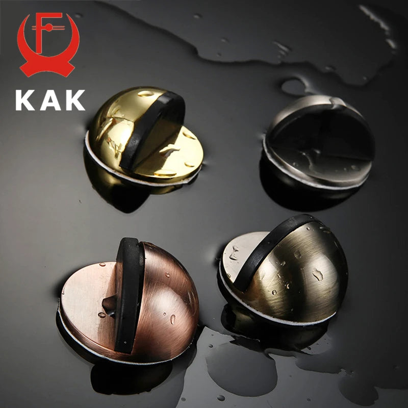 Kak Zinc Alloy Rubber Door Stopper Nail Free Floor Mounted