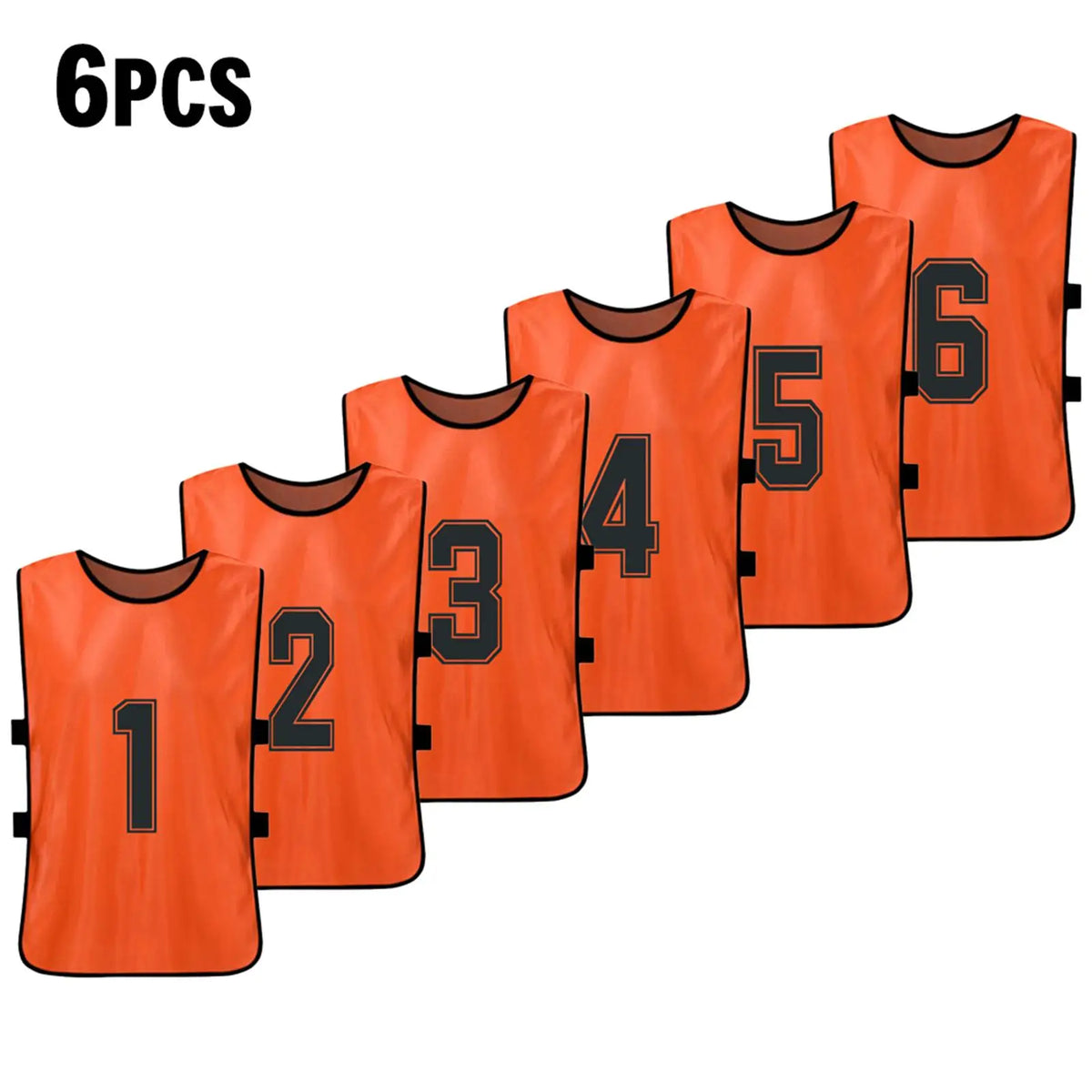 6/12 PCS Adults Soccer Pinnies &ndash; Quick Drying Fabric Orange 6pcs
