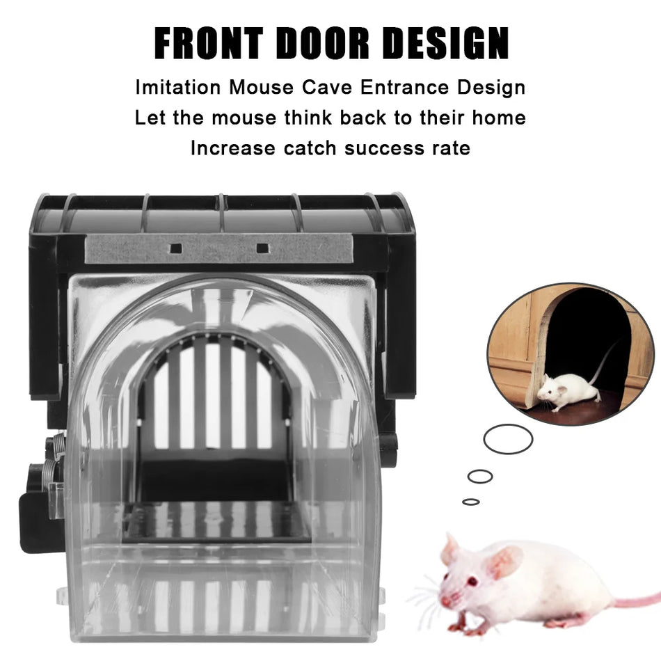 Reusable Mouse Trap with Transparent ABS Plastic, Self Locking Humane