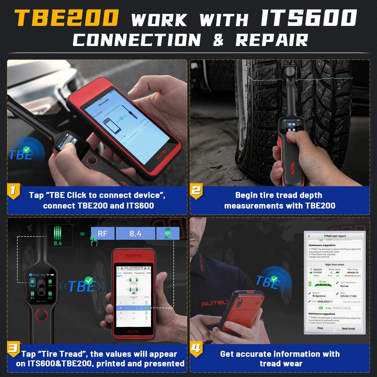 Autel MaxiTPMS TBE200E &ndash; Tire Tread Depth Tester Pro