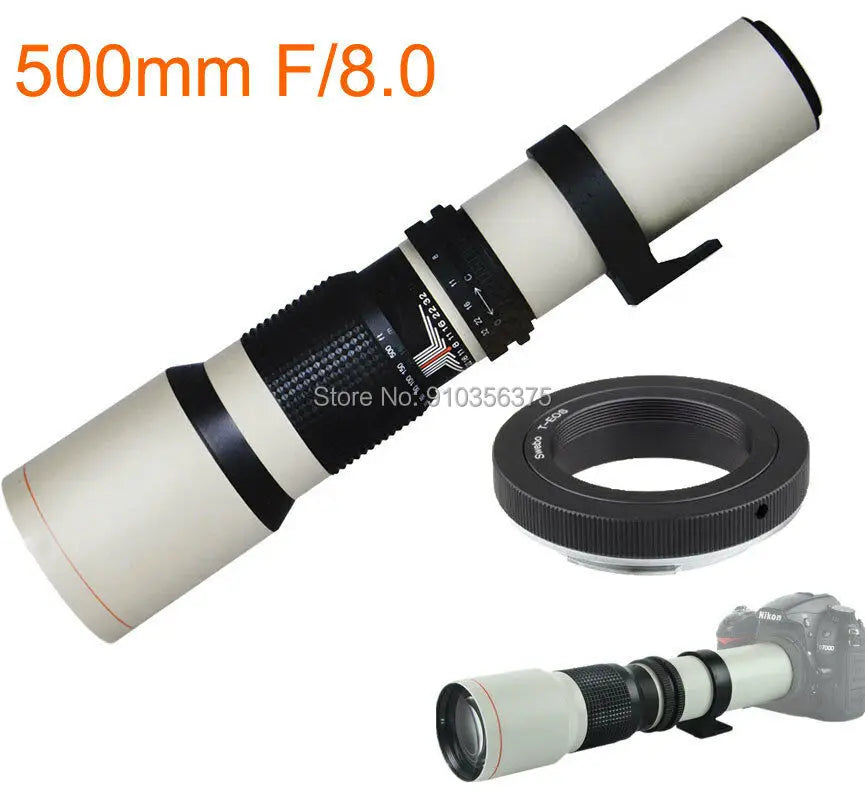 JINTU 500mm 1000mm f/8 Manual Telephoto Lens &ndash; Exceptional Zoom for Stunning Wildlife Photography