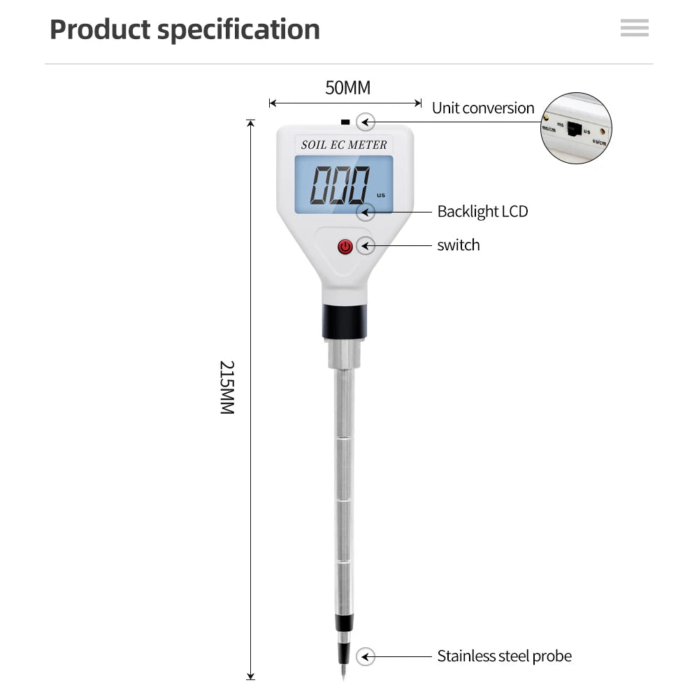 EC-98361 Digital Soil Meter - LCD Display For Moisture
