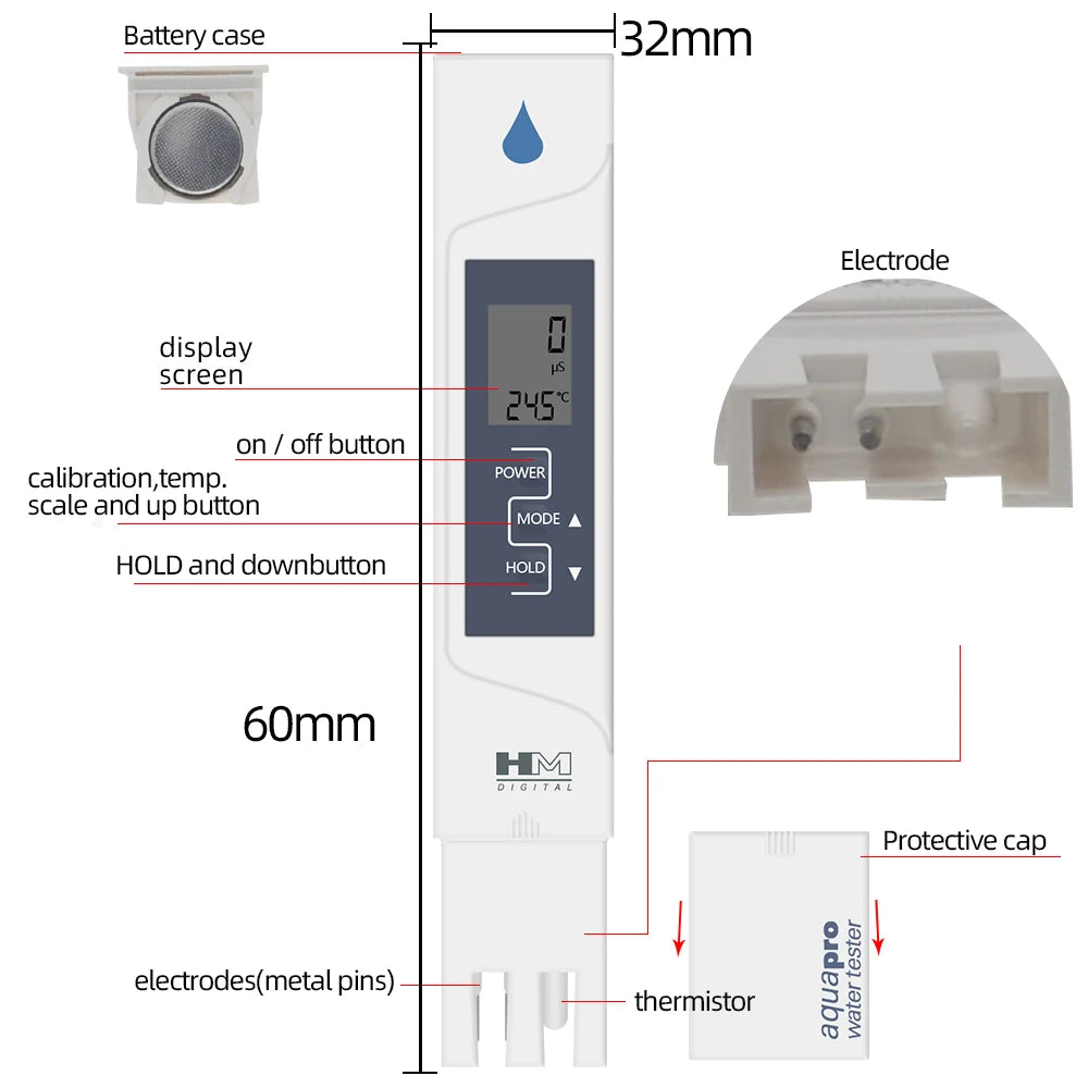AP-2 EC Meter &ndash; 2 In 1 EC Temperature Water Quality Tester
