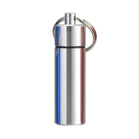 Waterproof Aluminum Pill Box Keychain - Portable Medicine Container with Carabiner for Outdoor Use silver / 61x17MM / CHINA