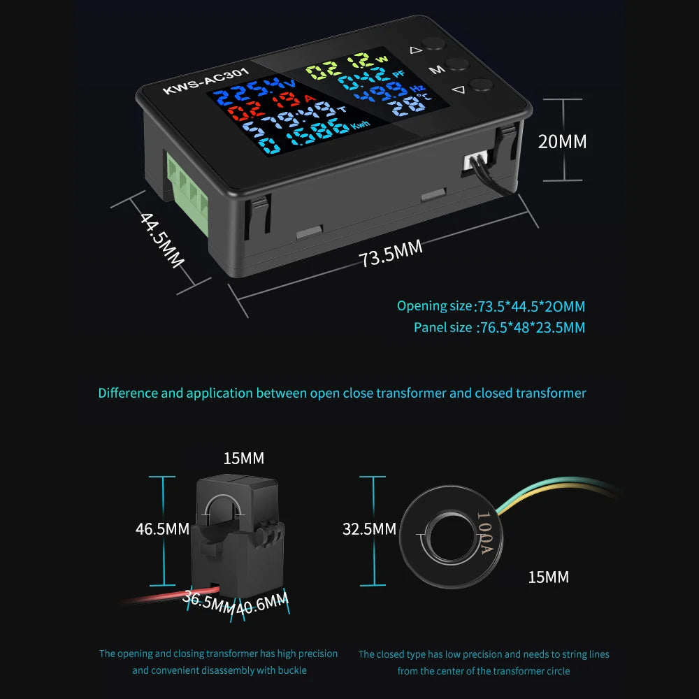 KWS-AC301 &ndash; 8 In 1 Digital Power Meter For 50-300V Range