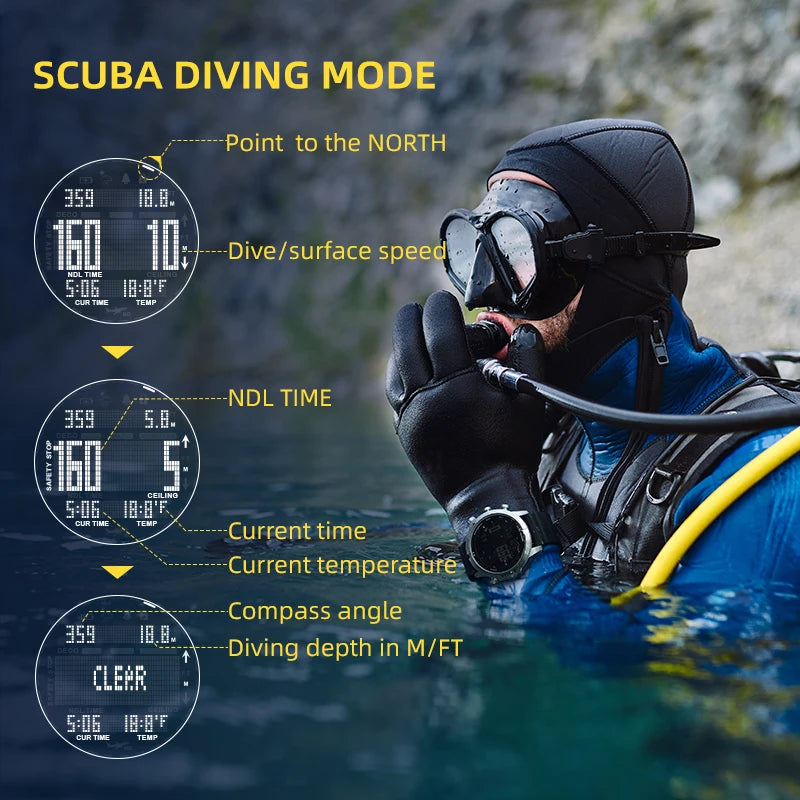 NORTH EDGE Mens Smart Watch &ndash; Professional Dive Computer with 50M Water Resistance
