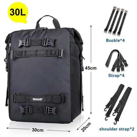 Rhinowalk Motorcycle Rear Seat Bag 10L/20L/30L Waterproof Motocross Luggage Pack Multi-Function Tail Bag with Raincover by InterCyprus Trading Ltd