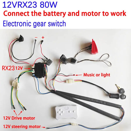 DIY 24V 200W wire harness for children's electric car with switch and remote control receiver Ride On Toys Accessories set by InterCyprus Trading Ltd